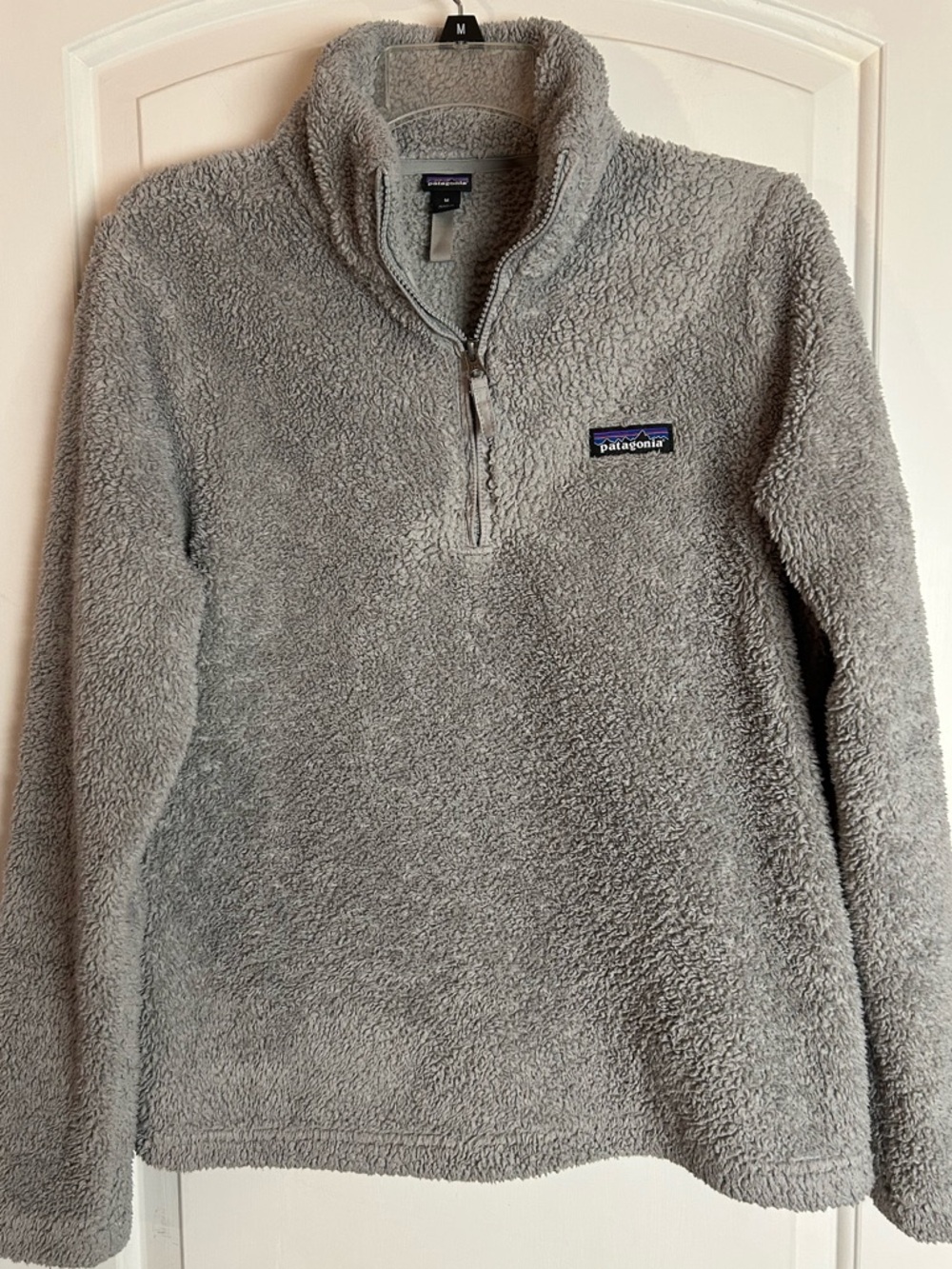 Patagonia Light Gray Sherpa Quarter-Zip Pullover
